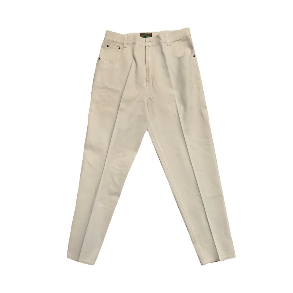 VTG 80s Jeans Structure Wear Mens 36x35 Tapered Leg Denim High Waist Cream Ivory